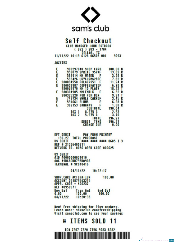 Download Sam's club retail store check Photoshop template